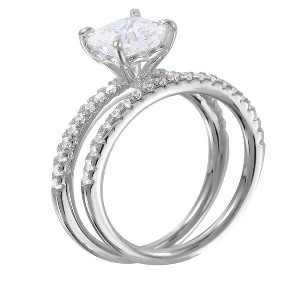 Jewelry 1ct Cushion Cut Engagement Ring Wedding Band 2pc Poshmark